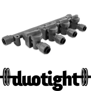 8 mm (5/16) duotight x 4-v�gs grenr�r med backventiler och avst�ngningsventiler