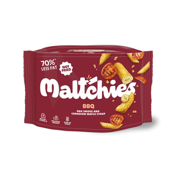 MALTCHIES maltbaseret snack med BBQ eger�g og canadisk ahornsirup, 45 g