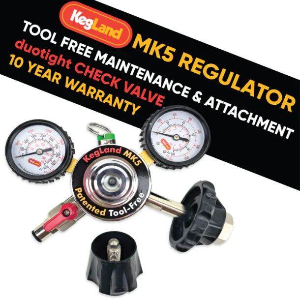 Type 30 - MK5 CO2 Regulator - Tool-Free - Dual Gauge (4.5bar PRV &amp; 65psi Gauge)