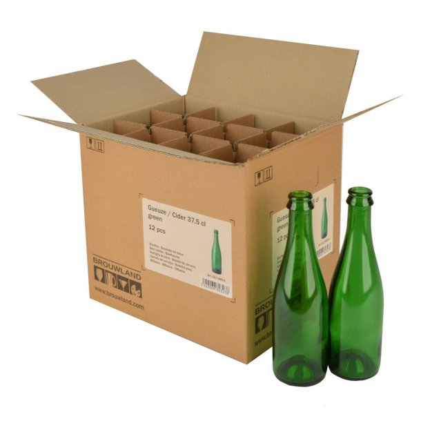 Geuze/cider bottle 37,5 cl, green 29 mm CC, box 12 pcs