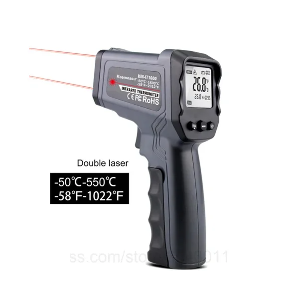Infrardt Termometer Pistol -50C to +580C (sort) Forudbestilling