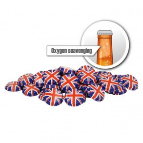 Kapsler oxygen scavenging med Union Jack flag 26MM