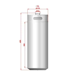 Mini keg 10l rustfri st�l (175 mm x 488 mm)